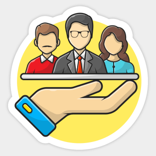 Cute Teamwork Cartoon Vector Icon Illustration (2) Sticker